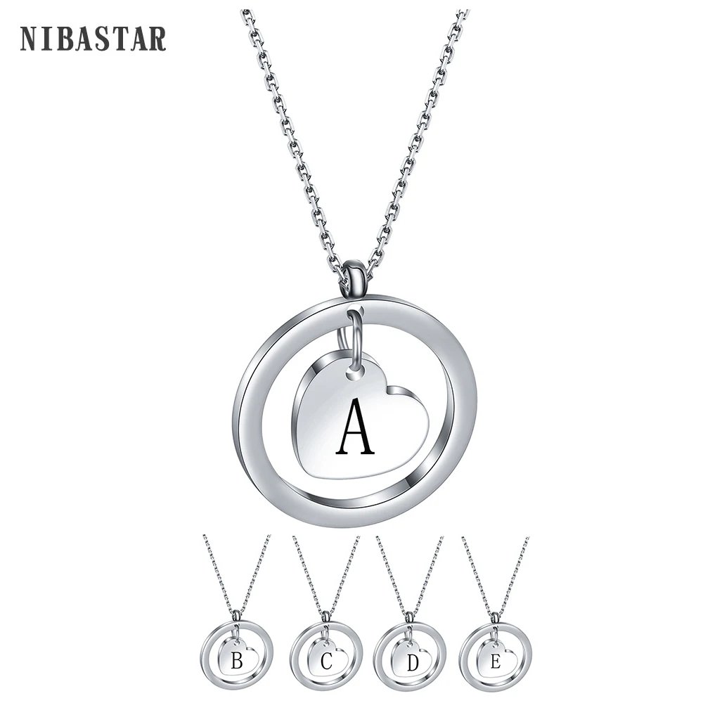 Personalized Stainless Steel Heart Initial Necklace
