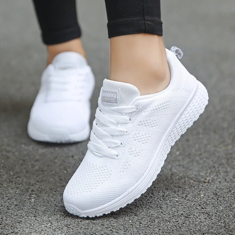 Women’s Breathable Mesh Walking Sneakers – White
