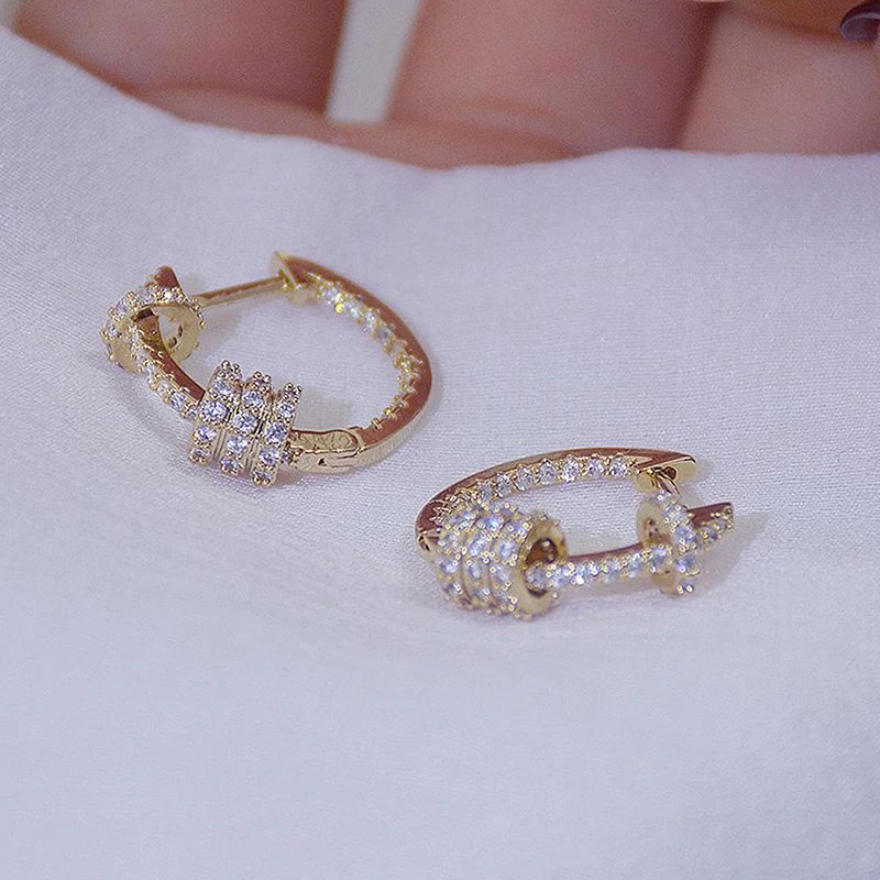 14K Gold-Plated AAA CZ Buckle Hoop Earrings