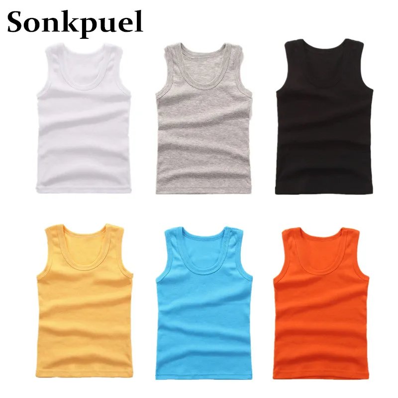Solid Cotton Kids Summer Tank Tops – Boys & Girls 2-11Y