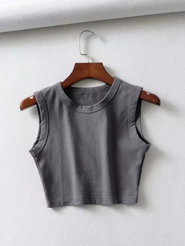 2024 Summer Women’s Korean Streetwear White Cropped Tank