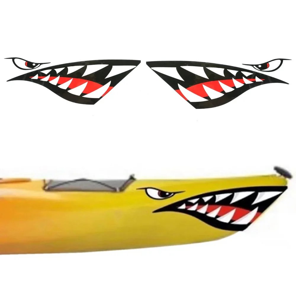 Waterproof Shark Teeth Decals for Kayaks & Boats – 2-Pack