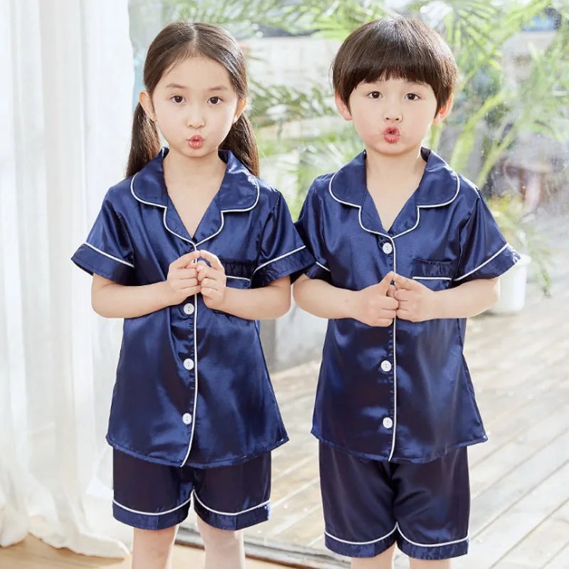 Boys Satin Pajama Set (Ages 3-14) Top & Shorts
