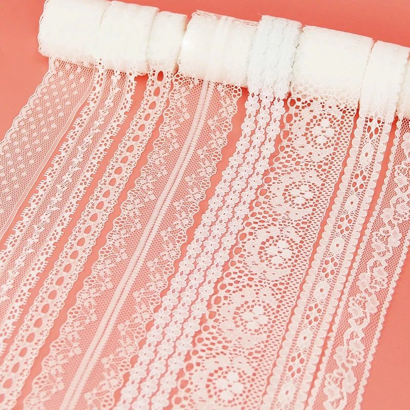 White Lace Ribbon 5yd Roll – Polyester Gift & Wedding Decor