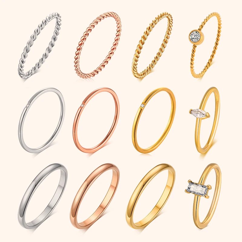 Women’s Slim Twisted Rope Stainless Steel Wedding Band