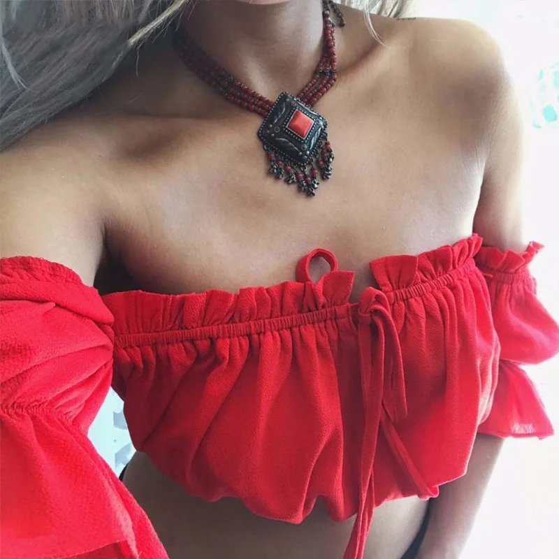 Summer Ruched Strapless Crop Top for Women