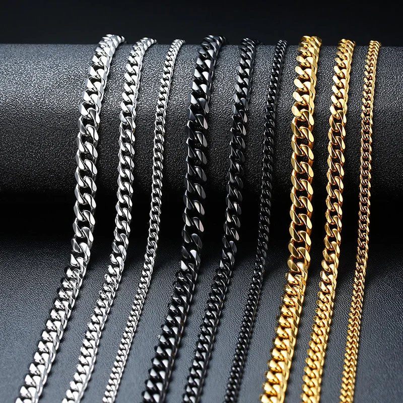 Vnox Gold Stainless Steel Cuban Link Necklace (Unisex)