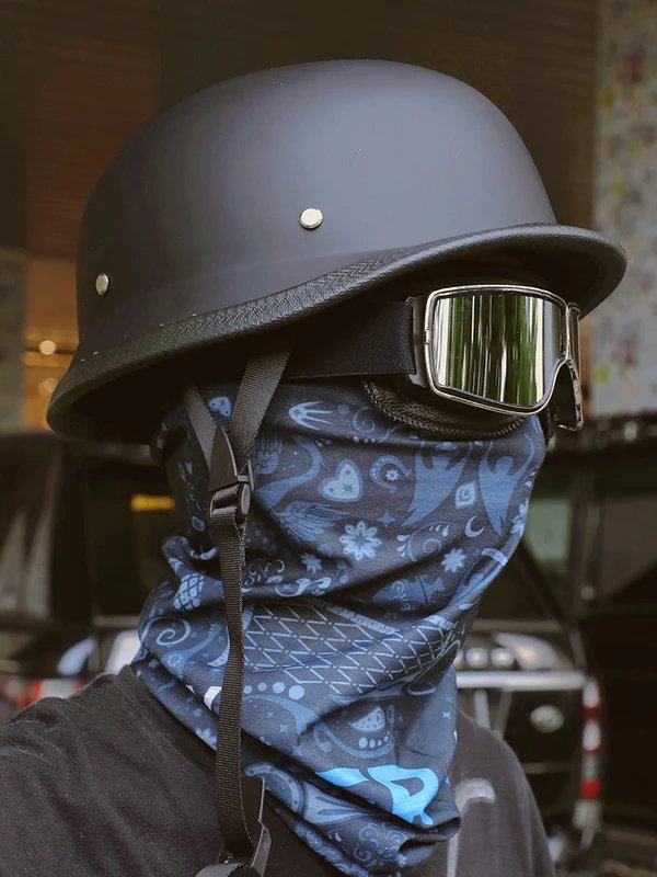 WWII German-Style Retro Open-Face Motorcycle Helmet
